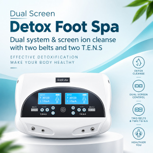 Dual Screen Ion Detox foot spa with TENS massager for body relax